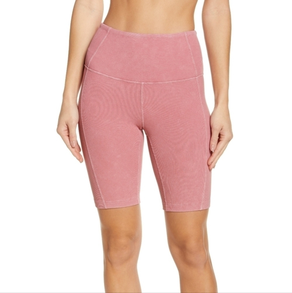 Nwt Zella | Snow Wash Rib Bike Shorts in Pink Mauve